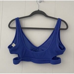Aerie Women's Real Good Rib V-Neck Scoop Bikini Top Blue XL